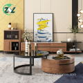 Walnut Marble Wooden Cabinet Adjustable Modern TV Stand